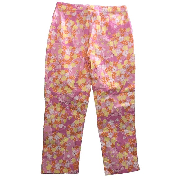 Lilly Pulitzer Pants Women's Size 0 Night Lights Pink Floral Firefly Print - Picture 3 of 6